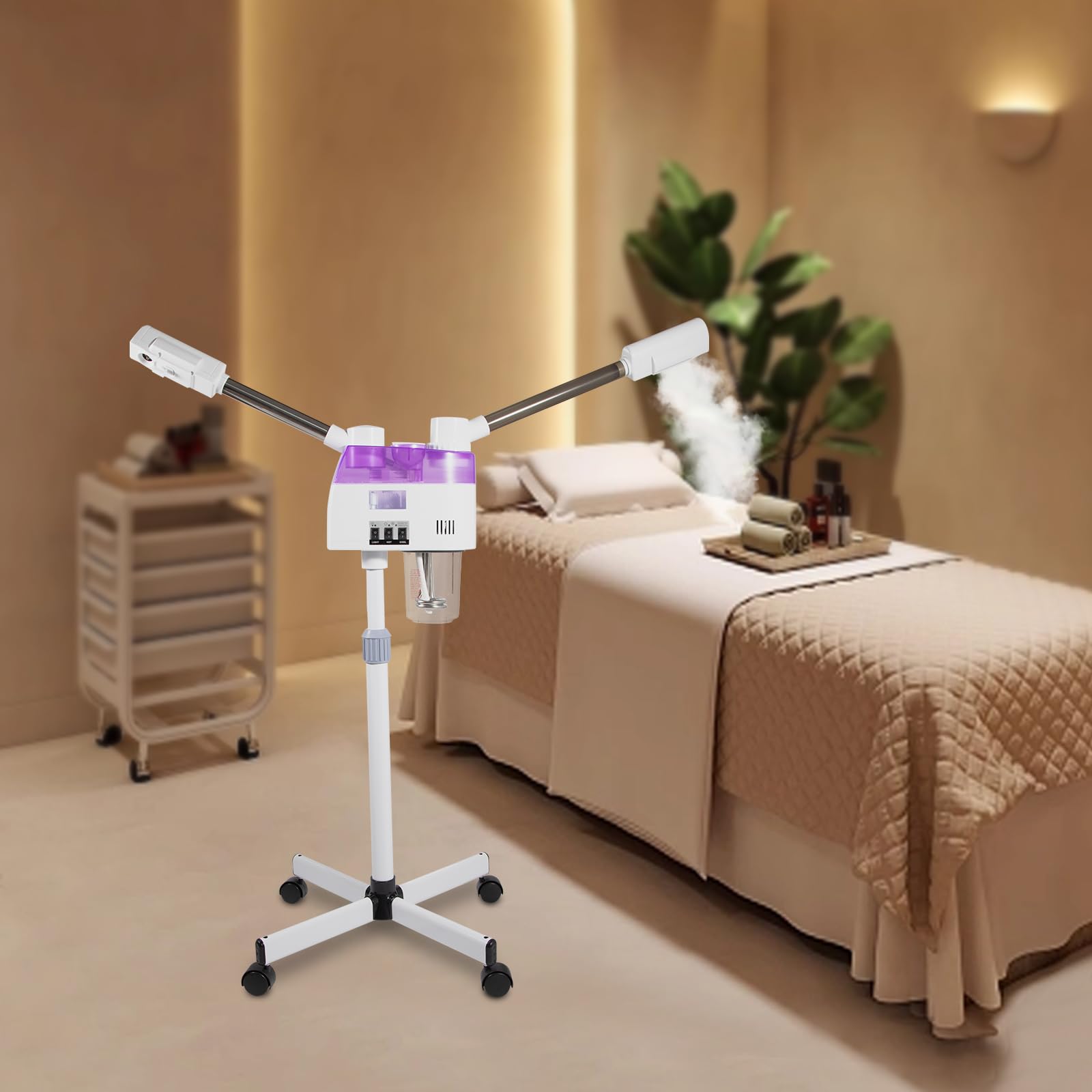 MINRS Evaporatore viso 2 in 1, 800 W, per sauna facciale, evaporatore con ugello caldo e freddo, vaporizzatore per sauna facciale, per famiglie, saloni di bellezza, spa