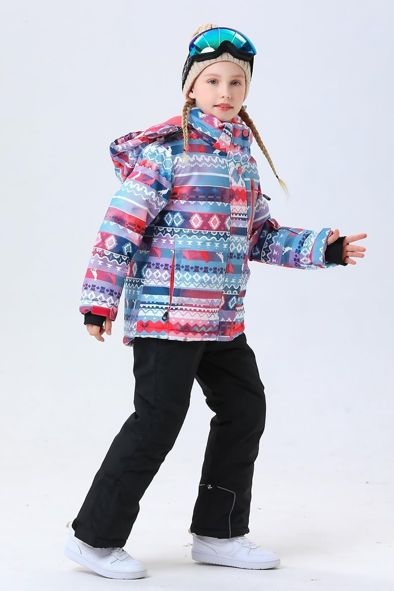 WOWULOVELY Girls Thicken Warm Snowsuit Hooded Ski Jacket Pants 2 Pcs Set Skiing Jacket with Pants - Image 3