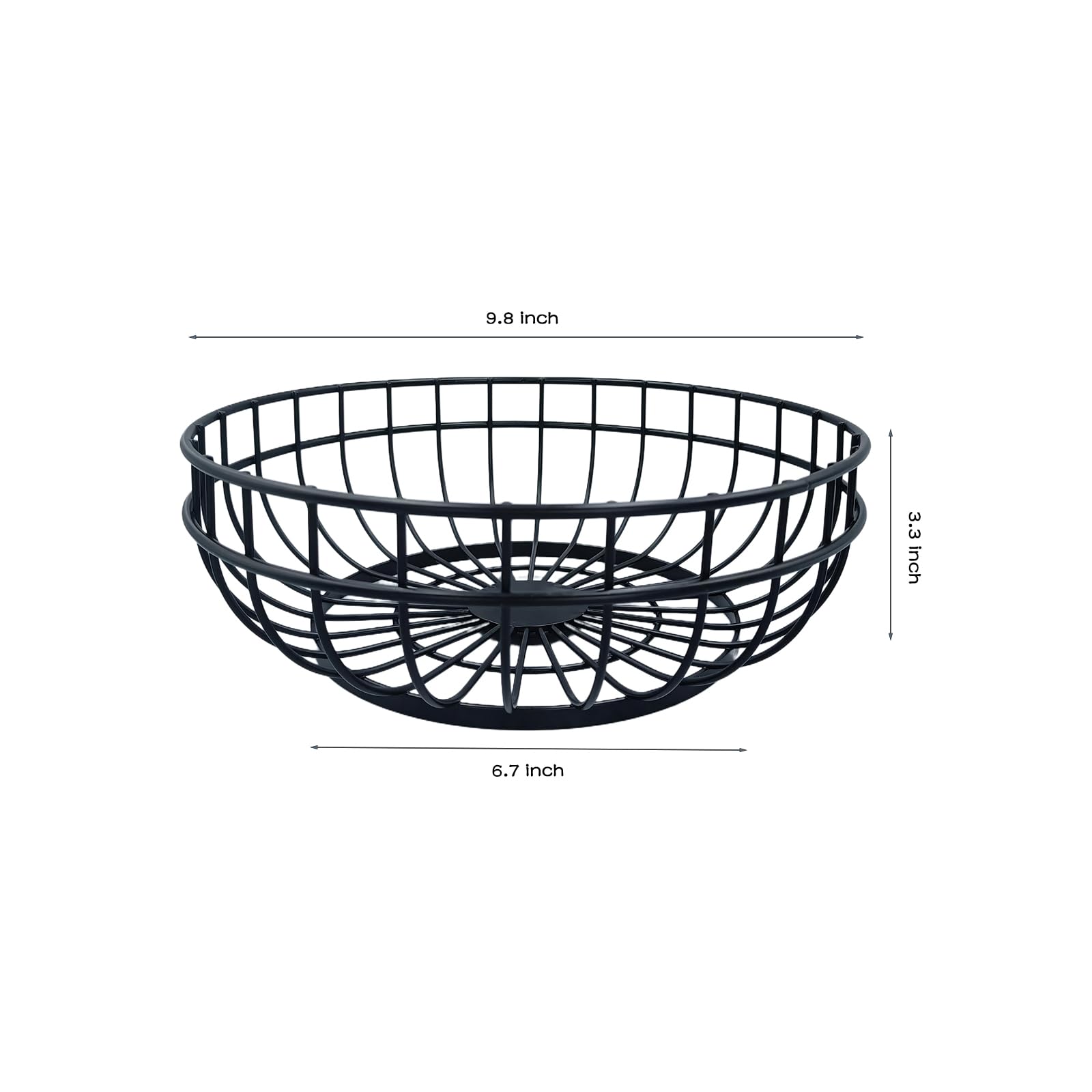 ORMANGO wire fruit vegetable bowl basket, picnic basket, desktop storage basket suitable for kitchen counters, table centerpieces, holiday decoration, modern simple single-layer fruit basket?black?