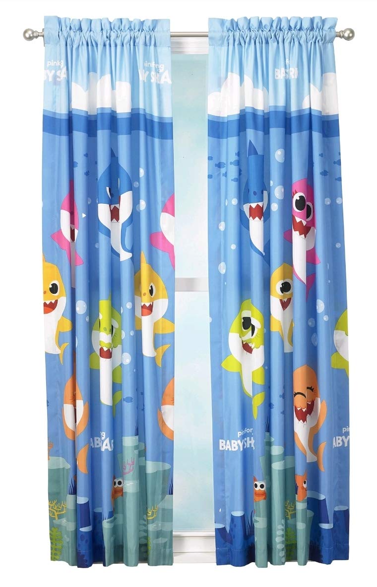Franco Multi-Colored Baby Shark Family Time 63" Drapes