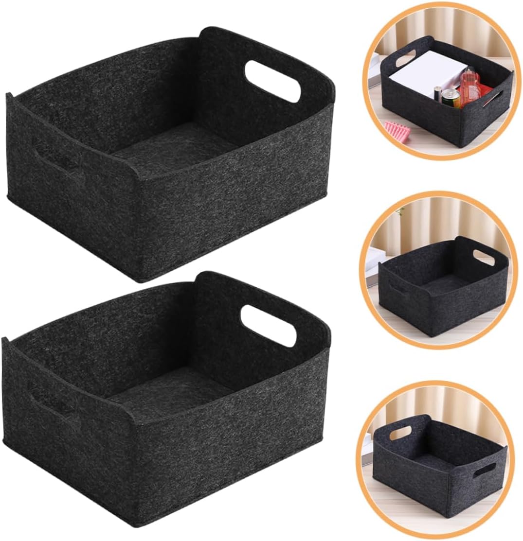 4pcs Felt Storage Baskets Foldable Laundry Hamper with Handles for Clothes Toys and Nursery Organization Sturdy Fabric Bins for Closet and Classroom