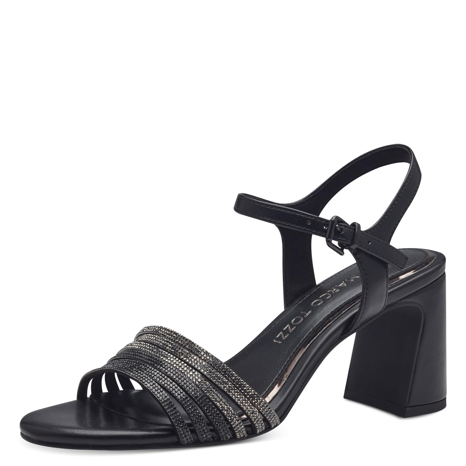 MARCO TOZZI Women's 2-28383-42 Heeled Sandal, Black Comb, 6.5