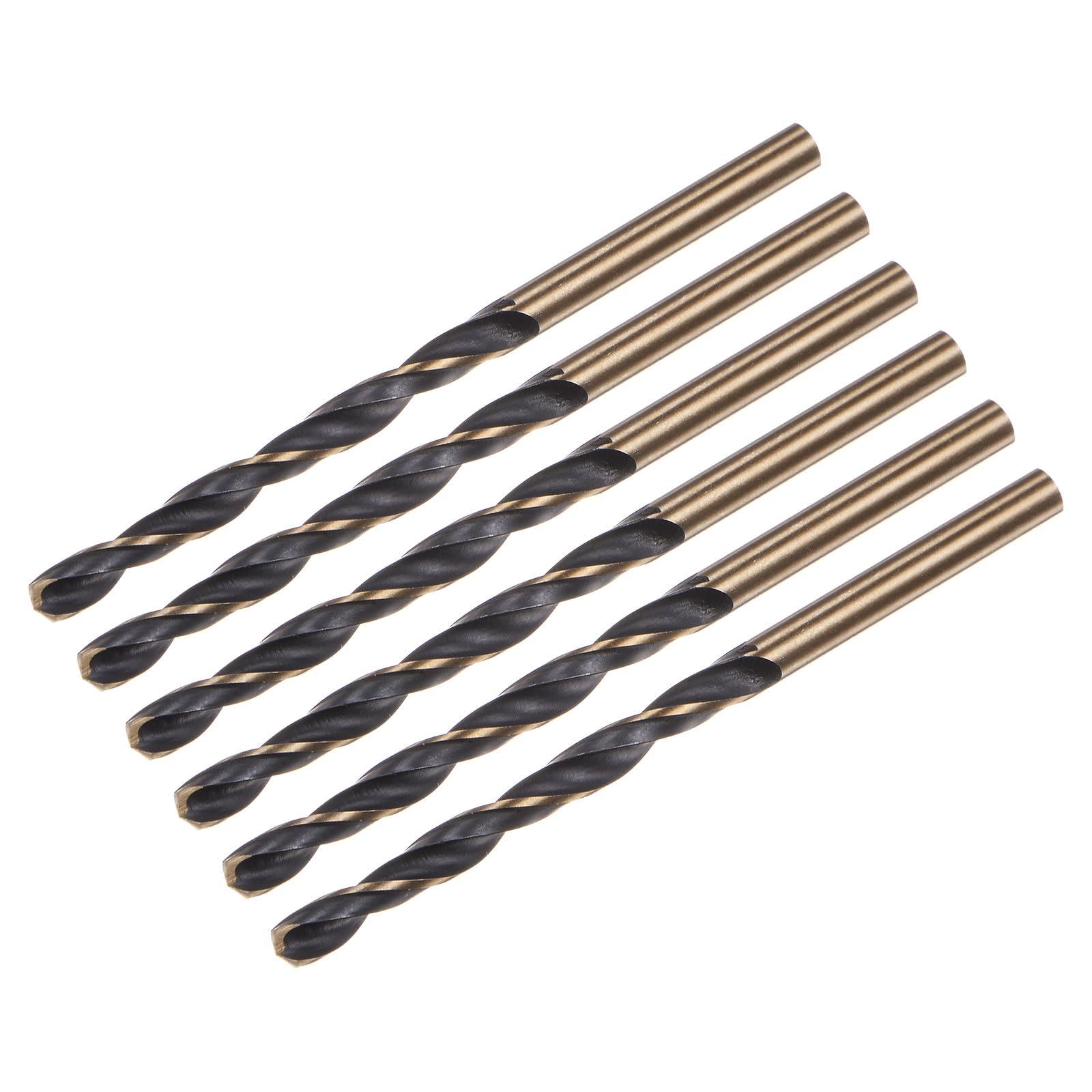 sourcing map6pcs Jobber Drill Bits 4mm (0.157") Black Nitride & Gold Titanium Coated M2 High Speed Steel (HSS) Twist Drill Bits for Stainless Steel Aluminum Alloy Metal