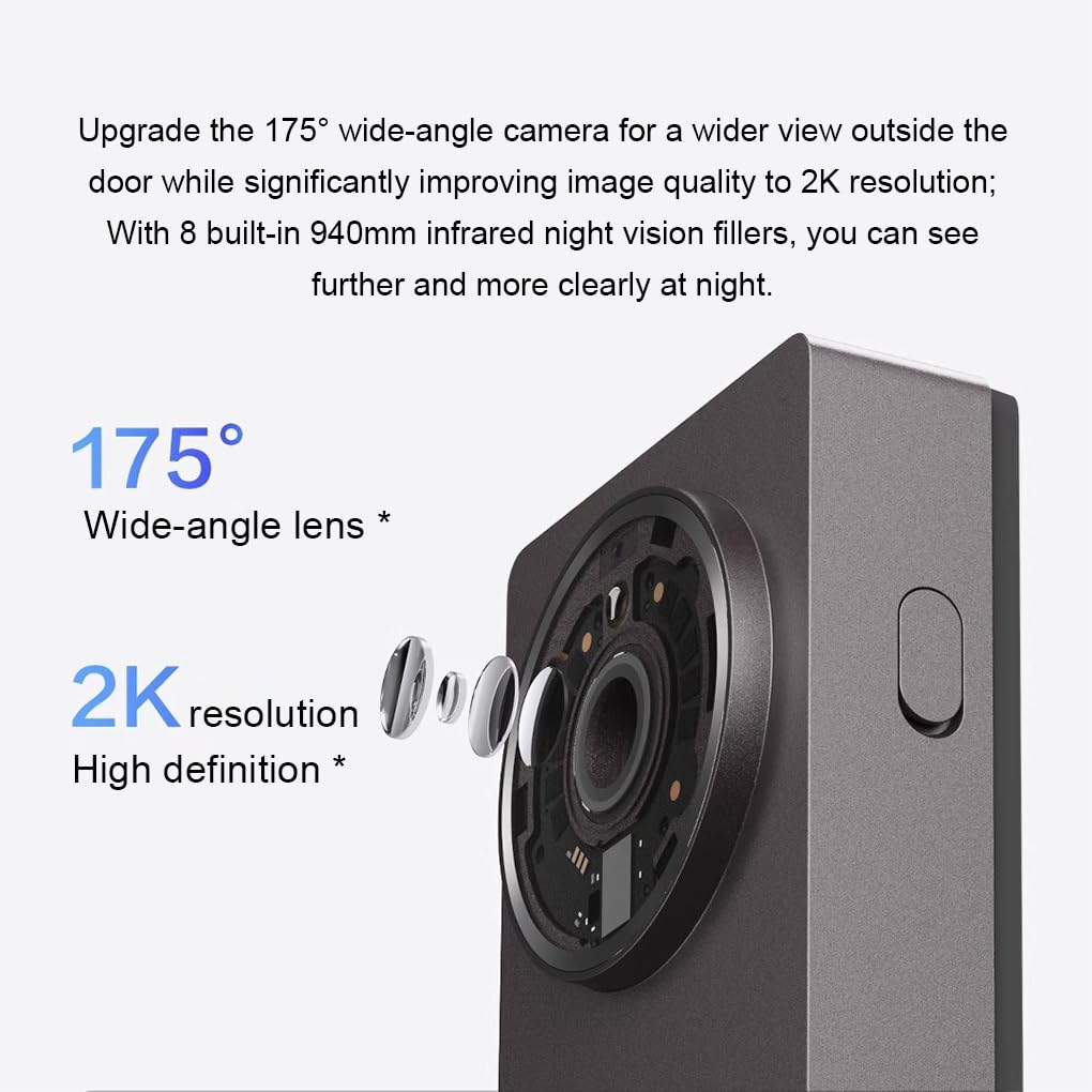 Timbre inalámbrico para el hogar con Videos de definición Ultras y cámara de Timbre ABS con Lente Gran, Negro grisáceo
