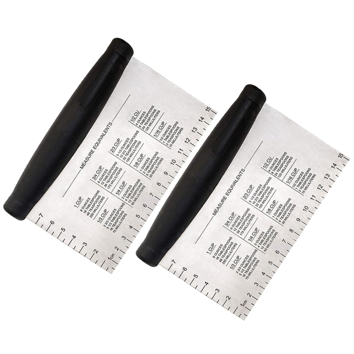 HOLIDYOYO 2pcs Stainless Steel Dough Slicer with Scale for Cooking Baking Non-slip Handle for Bbq Grill Black