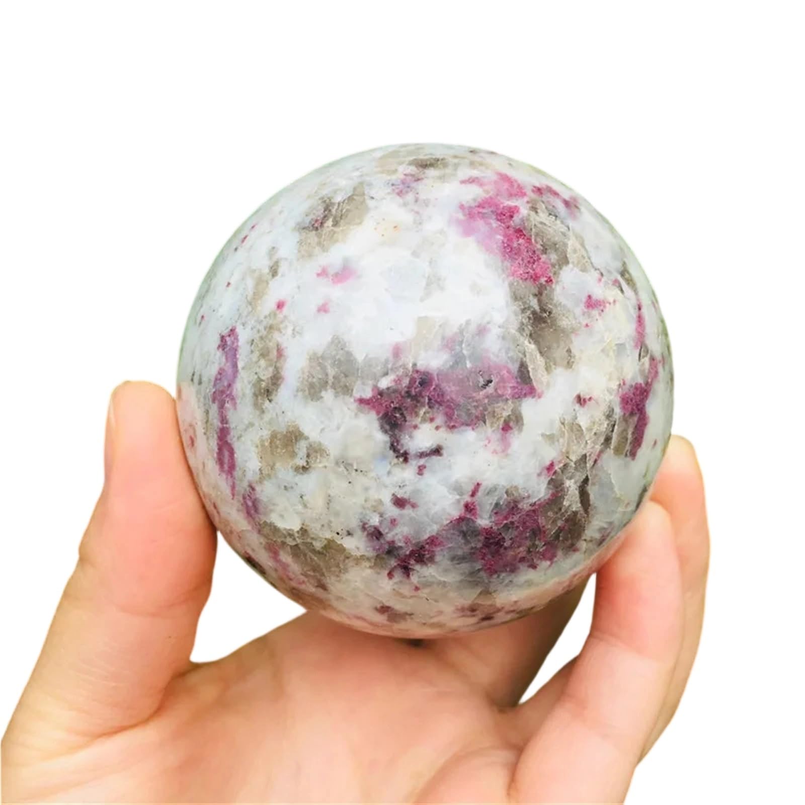 HAOYUNS Beautiful Natural Stone Plum Tourmaline Crystal Ball Home Decoration Positive(7cm)