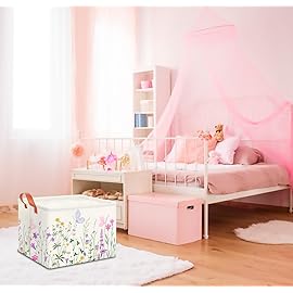 CLOCOR Rectangular Storage Basket Empty,Gift Basket,Waterproof Storage Bin with Handles,Room Decor(Flower)