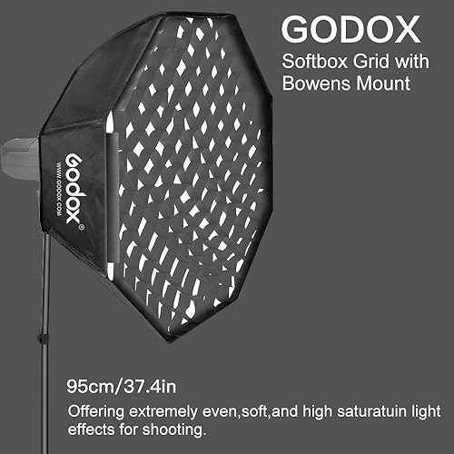 Miniatura 4 de Godox 37.4 in Top Octagon Grid Softbox Bowens Mount para Foto Studio Video Flash LED Iluminación