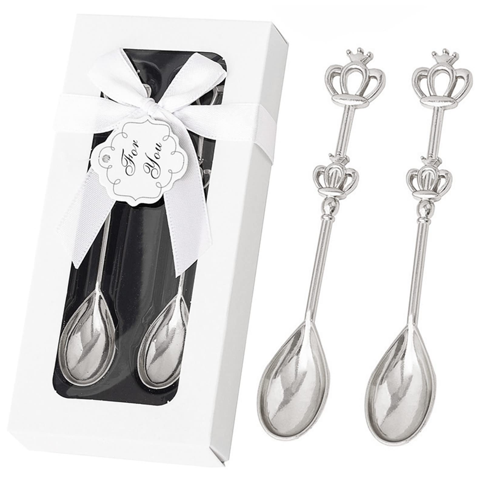 Xinsheinelry 2Pcs Long Handle Coffee Stirrers Spoons Crown-Shape Teaspoons Ice Cream Stirring Mixing Spoons Kitchen Utensils Coffee for