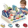 Car Adventure Toys for 3 4 5 6 Year Old Boys, Race Track Cars Set with 6 Buttons & 9 Challenges, STEM Educational Toddler Toys, Rescue Vehicle Playset, Birthday for Kids Boys Girls