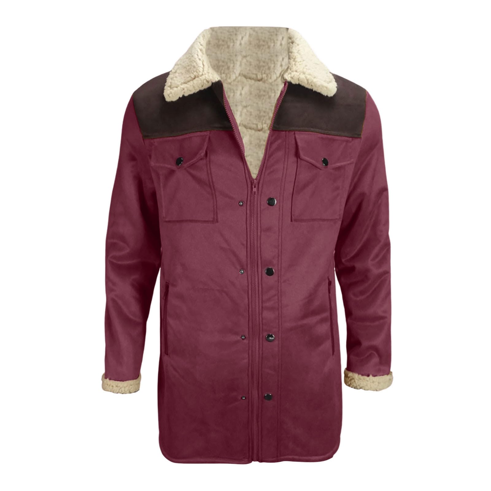 Generisch Cappotto invernale da uomo lungo in pelle scamosciata