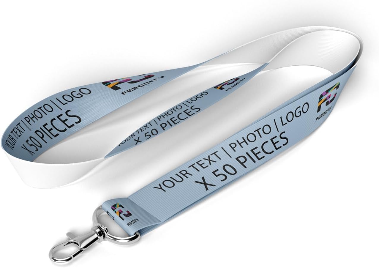 Ferocity Personalizzati Cordini SET 50 pezzi pass nastri collo stampa logo/con testo o grafica lanyards portachiavi portapass [098]