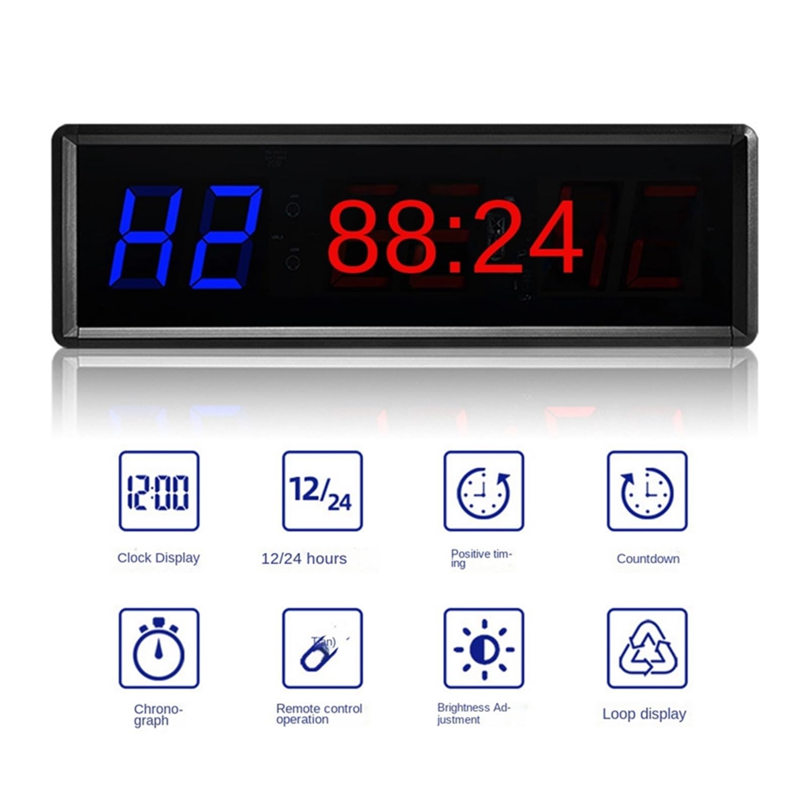 Minuteur de Gym, Minuterie de Gymnastique à 6 Chiffres 1.5 Pouces, minuterie d'intervalle LED, Compte rebours numérique, Horloge Murale, Fitness for Salle Sport Domicile
