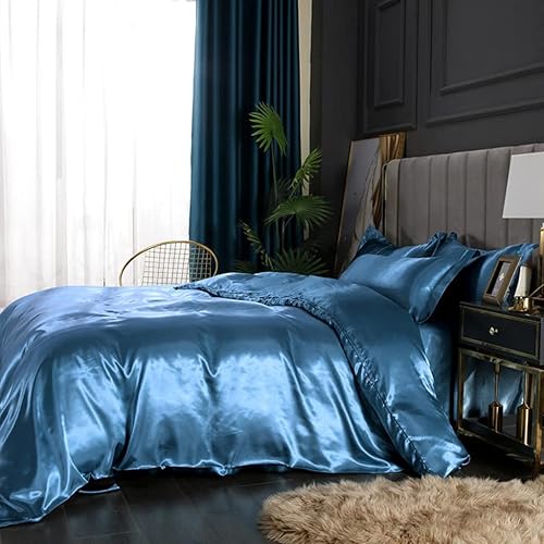 Vista 149 de Feelyou Juego de ropa de cama de satén similar a la seda, tamaño Queen, juego de funda de edredón sedosa rosa de lujo, funda de edredón suave, Multi