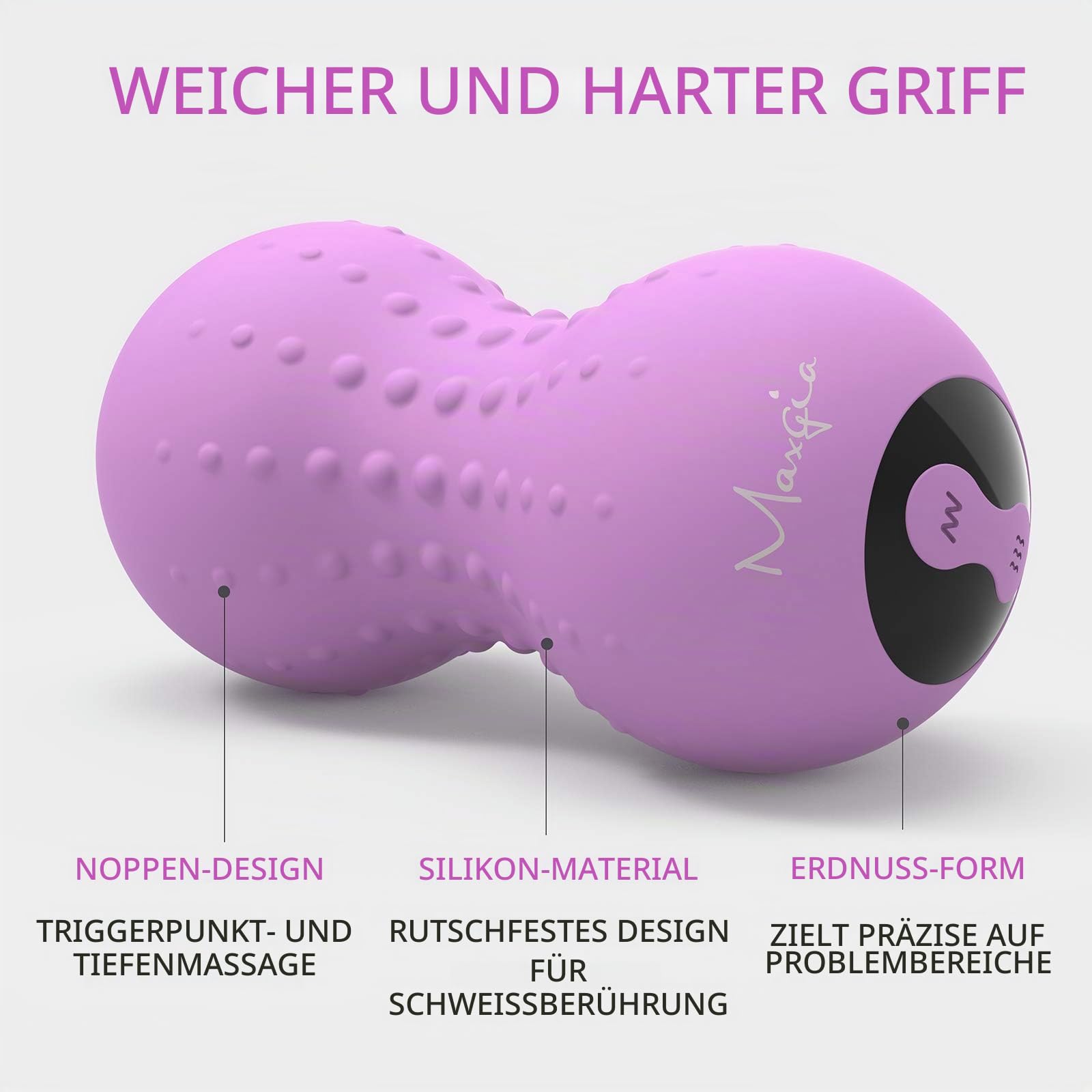 Heizung Elektrisch Peanut Massageball mit 5 Modi, Faszienball für Triggerpunkt-Therapie, Tiefengewebs massage, Myofasziale Freisetzung und Sport Erholung(Lila)