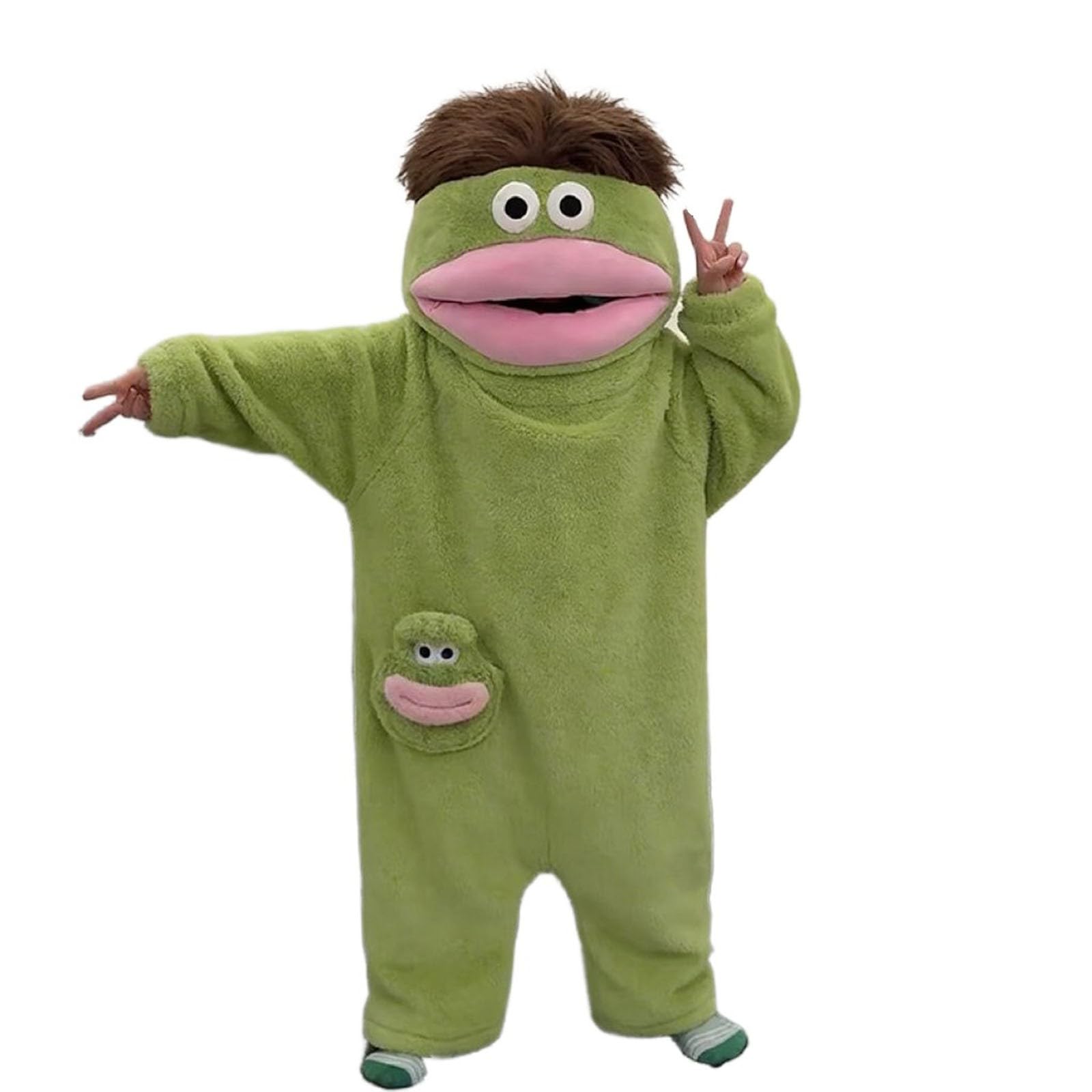Générique Combinaison Pyjama Femme Homme Unisexe Silly Onesie Pyjamas Adulte Pyjama Peluche Verte Monstre Hooded Manches Longues Soft Plush Sleepwear Design Mignon Animé Loungewear Confortable