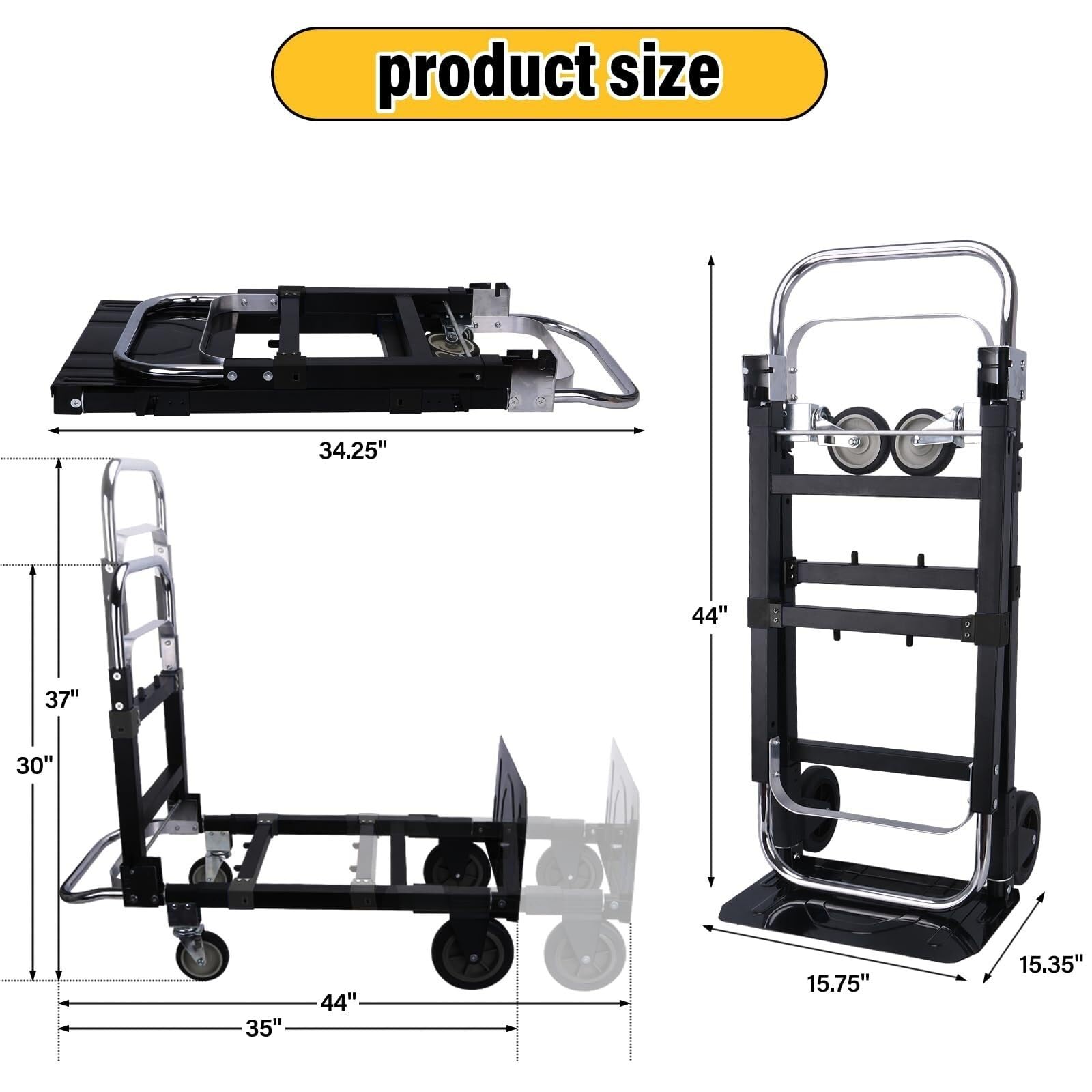 Wózki, ruchoma platforma wózek ręczny 3 w 1 składana ciężarówka Heavy Duty Cabrio Dolly do Movimoviluggage