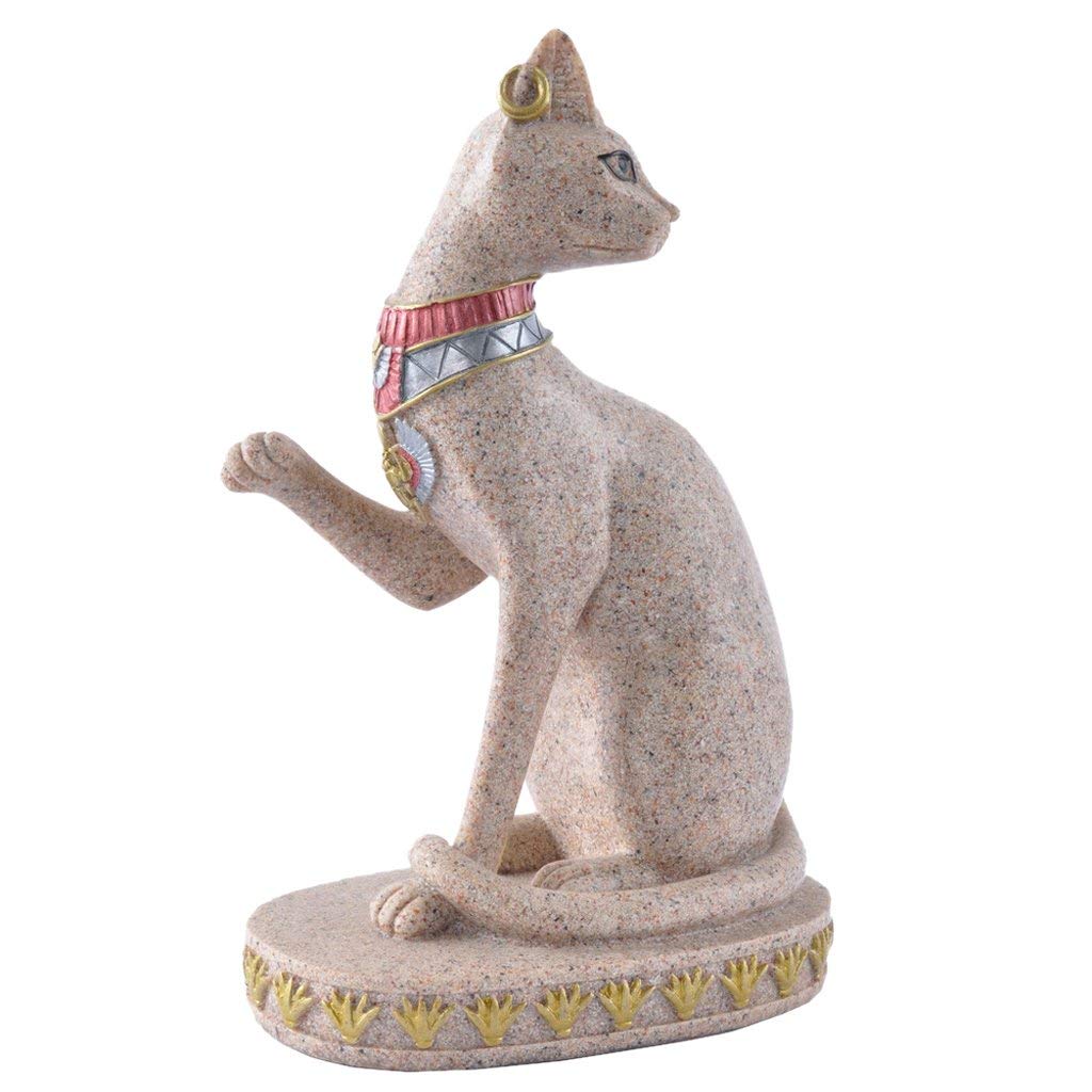 Inzopo Sandstone Ancient Egyptian Mau Cat Statue Sculpture Hand Carved Figurine