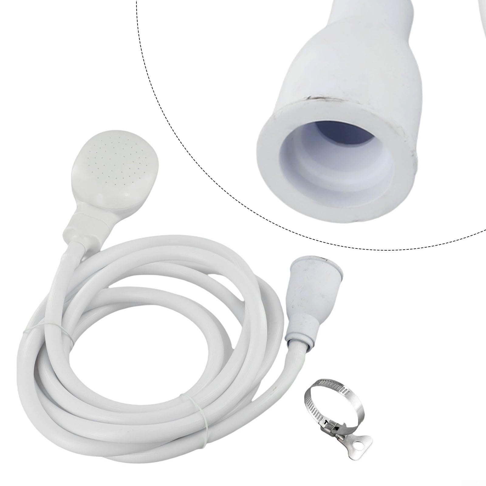 Juego de manguera de ducha y cabezal de 2 m para mezclador de baño de un solo grifo, sellado hermético con conectores de goma, ideal para personas y mascotas, accesorio de rociador de ducha blanco
