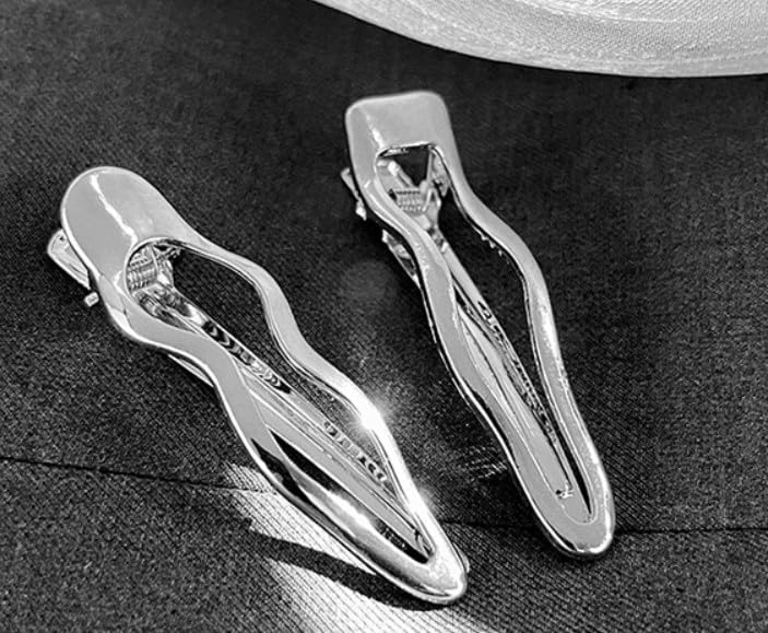 Miniatura 2 de 4 pinzas para el cabello onduladas de metal plateado, pasadores para el cabello, pinzas de pelo de cocodrilo, pinzas para el cabello pequeñas,