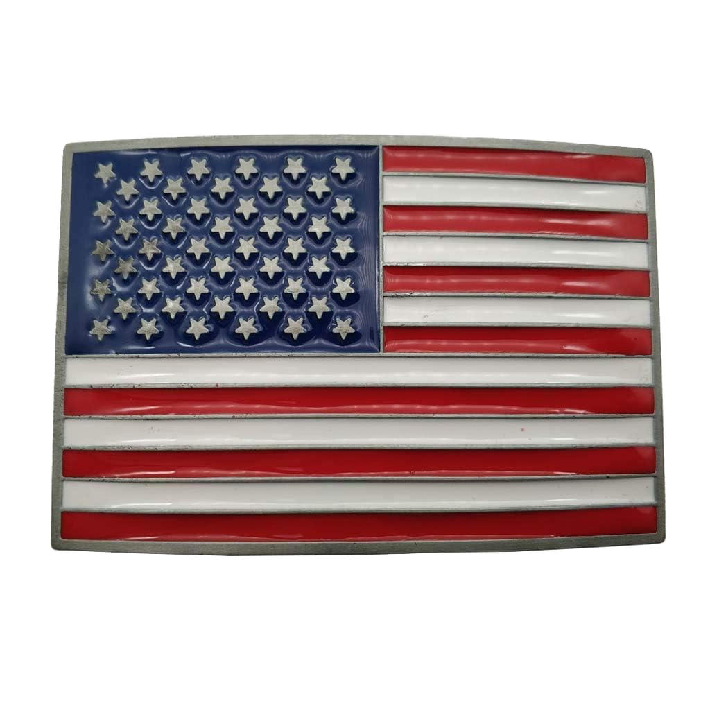 Xwest Men's Red Buckle List Usa Country American National Flag Belt Buckle