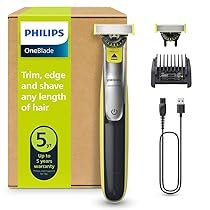 Philips OneBlade 360 Face, Autentico Regolabarba e Rasoio Elettrico, con l’Innovativa Lama 360, 2 Lame 360 per il Viso, Pettine Regolabile 5 in 1 (Modello QP2734, 30)