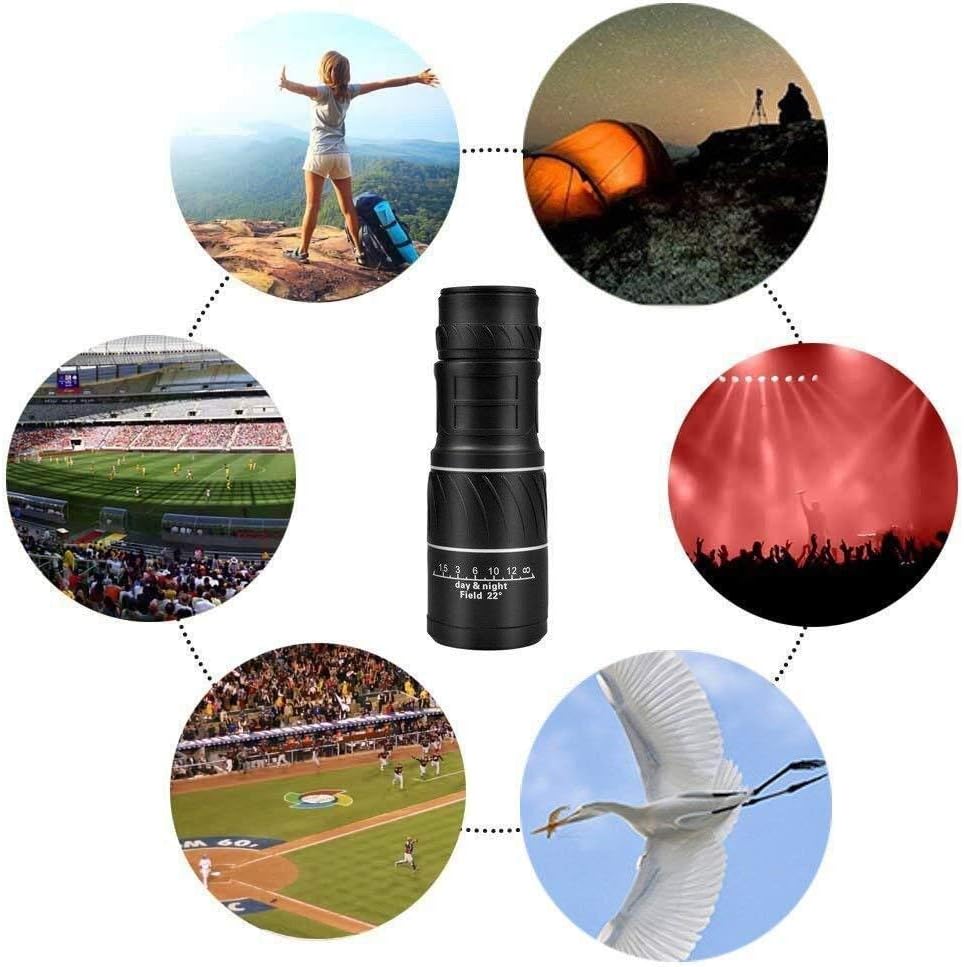 Portable 16 X 52 High Over Binoculars Telescope Monocular 66 8000M Plastic Outdoor Black Sports