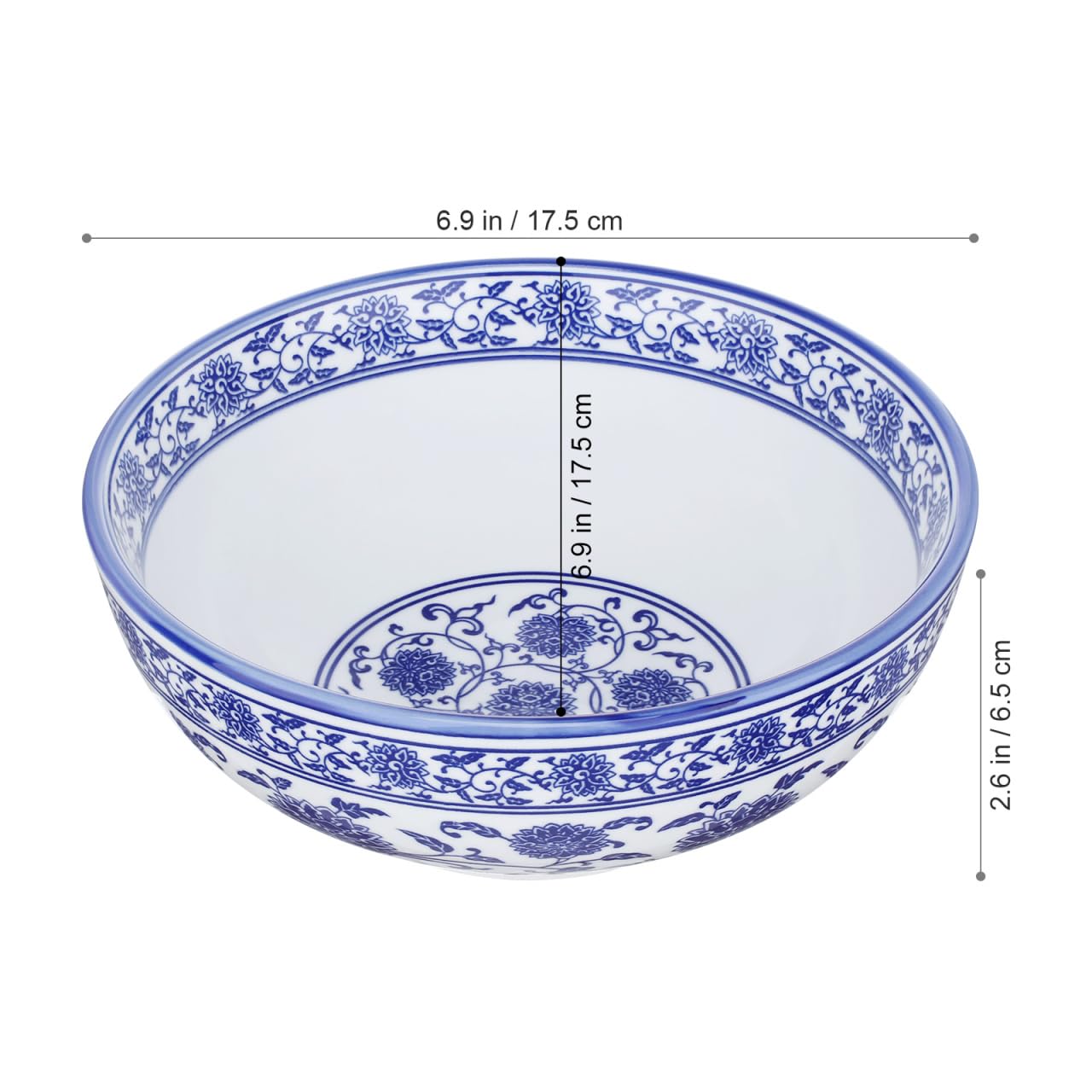 BESTonZON Bol à soupe en céramique - Bol à pâtes - Style asiatique - Bleu - 17 cm - Style chinois