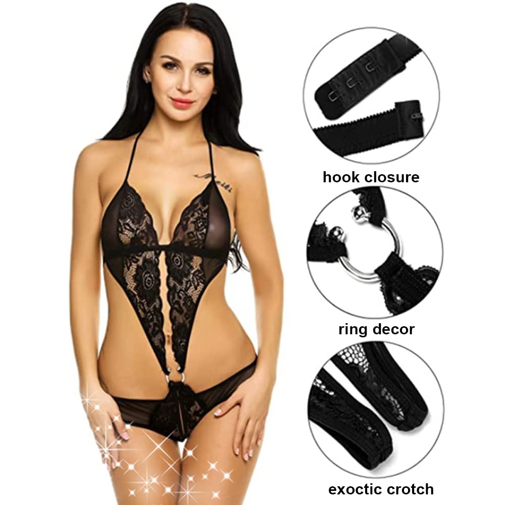 bielizna damska, seksowna, nocna z dekoltem w serek Halter Babydoll z otwartą koronką, erotyczna bielizna, bielizna nocna, bielizna nocna, body do spania
