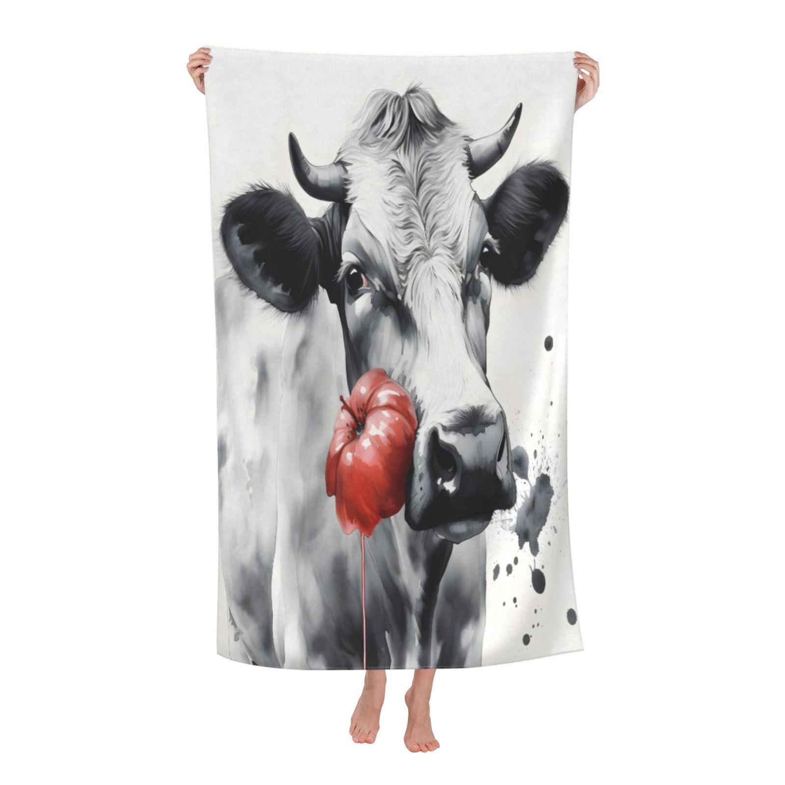 LSRCPD Beach Towels Cute Cow 3 Sports Yoga Swimming Gym For Adults Women 80X130Cm