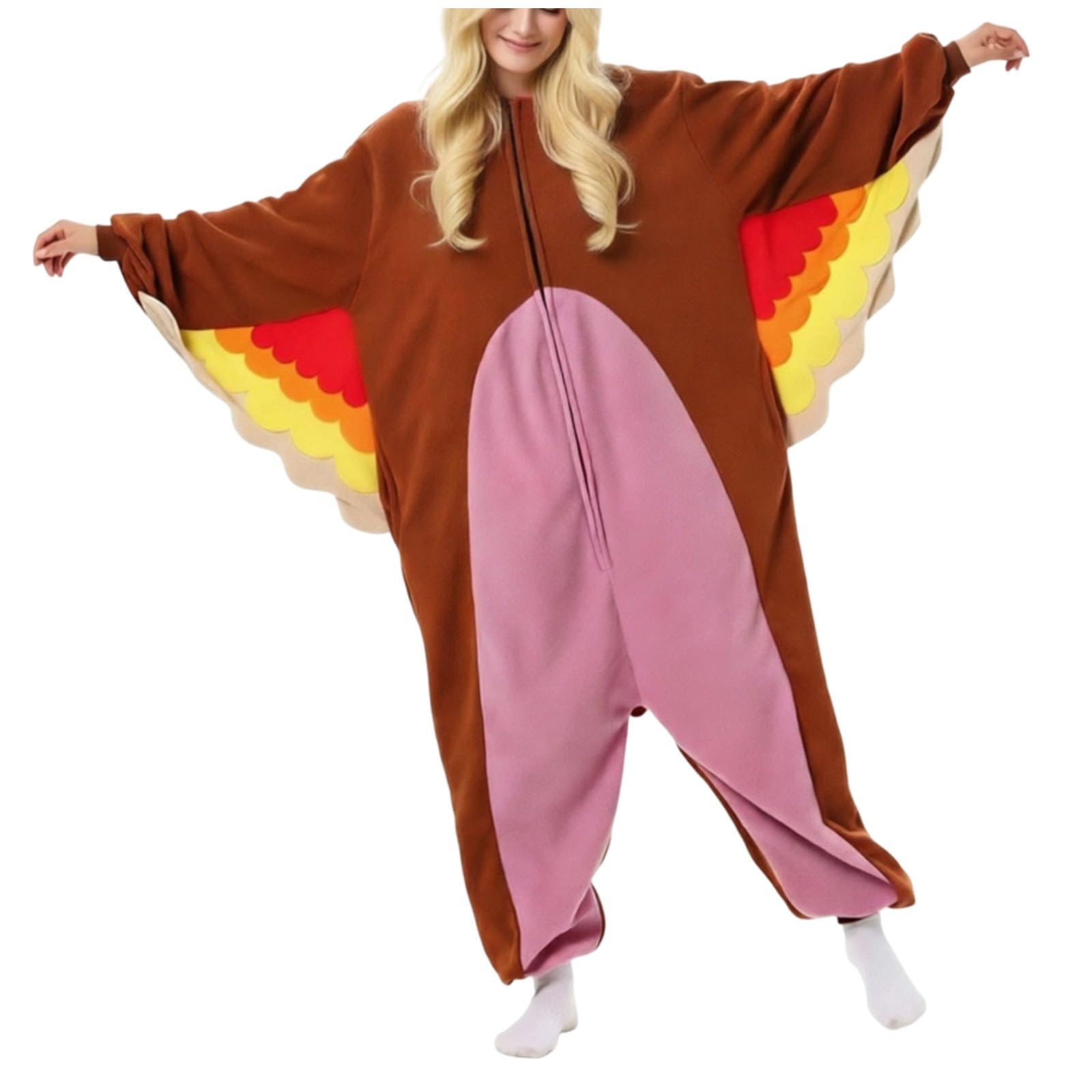 Halloween Einteiler Schlafanzug Damen Warm Pyjama Truthahn Nachtwäsche