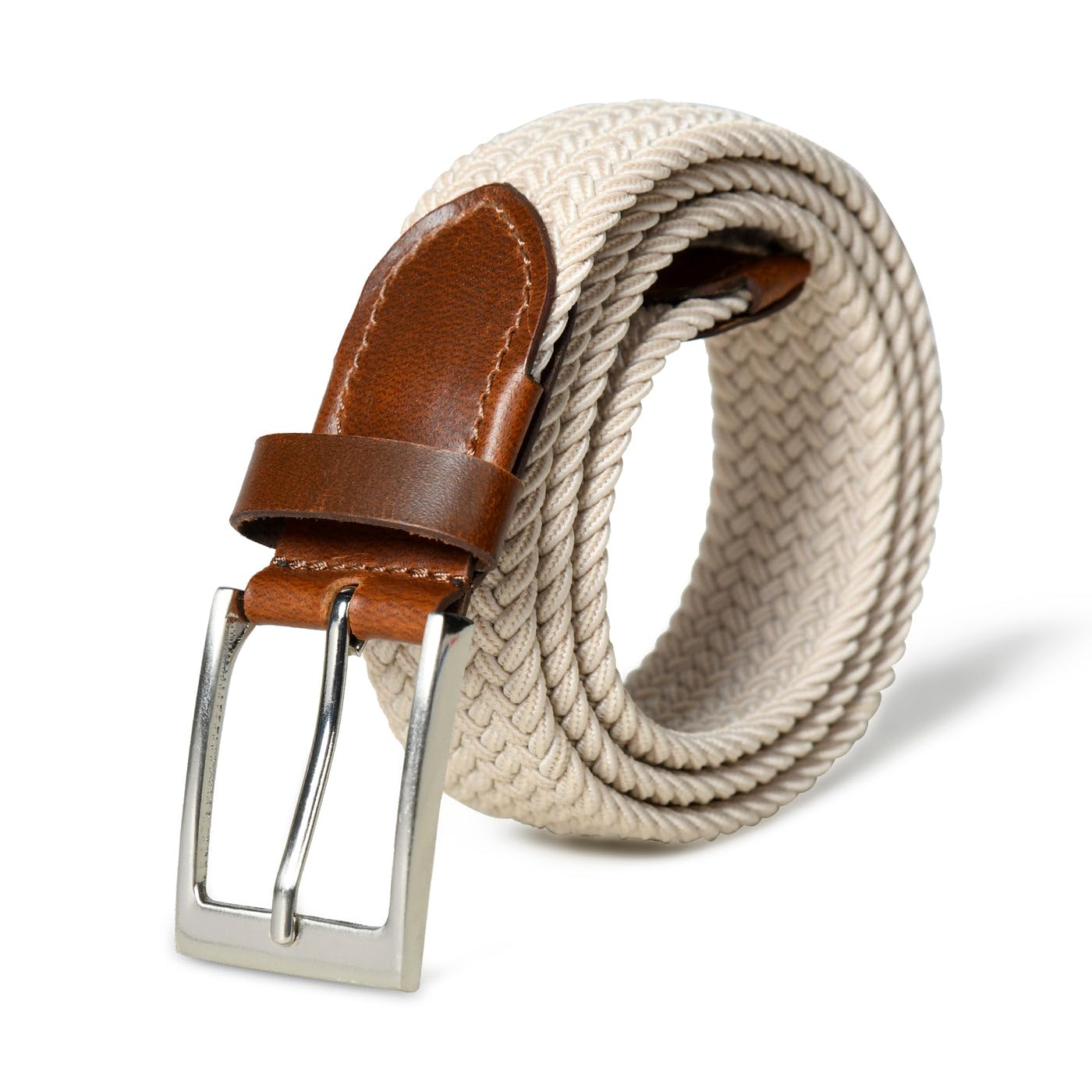 mahetri Braided Canvas Stretchable Leather Belt, Premium Woven fabric Adjustable & Hole Free Belt for Men & Women (Black, Brown, Cream Black, Cream Brown)-picture-19