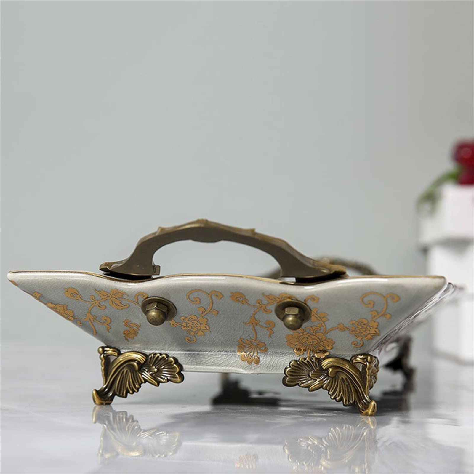 Półmisek vintage lekka luksusowa taca ceramiczna dekoracja salonu ozdoby owocowe taca deserowa wysoka noga design dekoracyjny