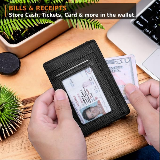 BOORUN Slim Minimalist Thin RFID Blocking Leather Wallets for Men Women With Gift Box3