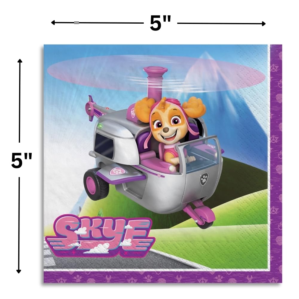 Paw Patrol Skye Luncheon Paper Napkins (Pack of 16) - Fun & Vibrant Skye Paper Napkins for Kid's Birthdays Parties and More