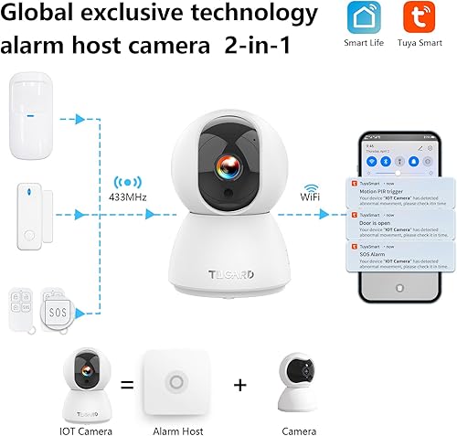 Miniatura 2 de Cámara de seguridad para interiores, cámara HD de 1080p, sistema de seguridad inteligente WiFi de 2.4 GHz, con alerta de aplicación de teléfono, kit