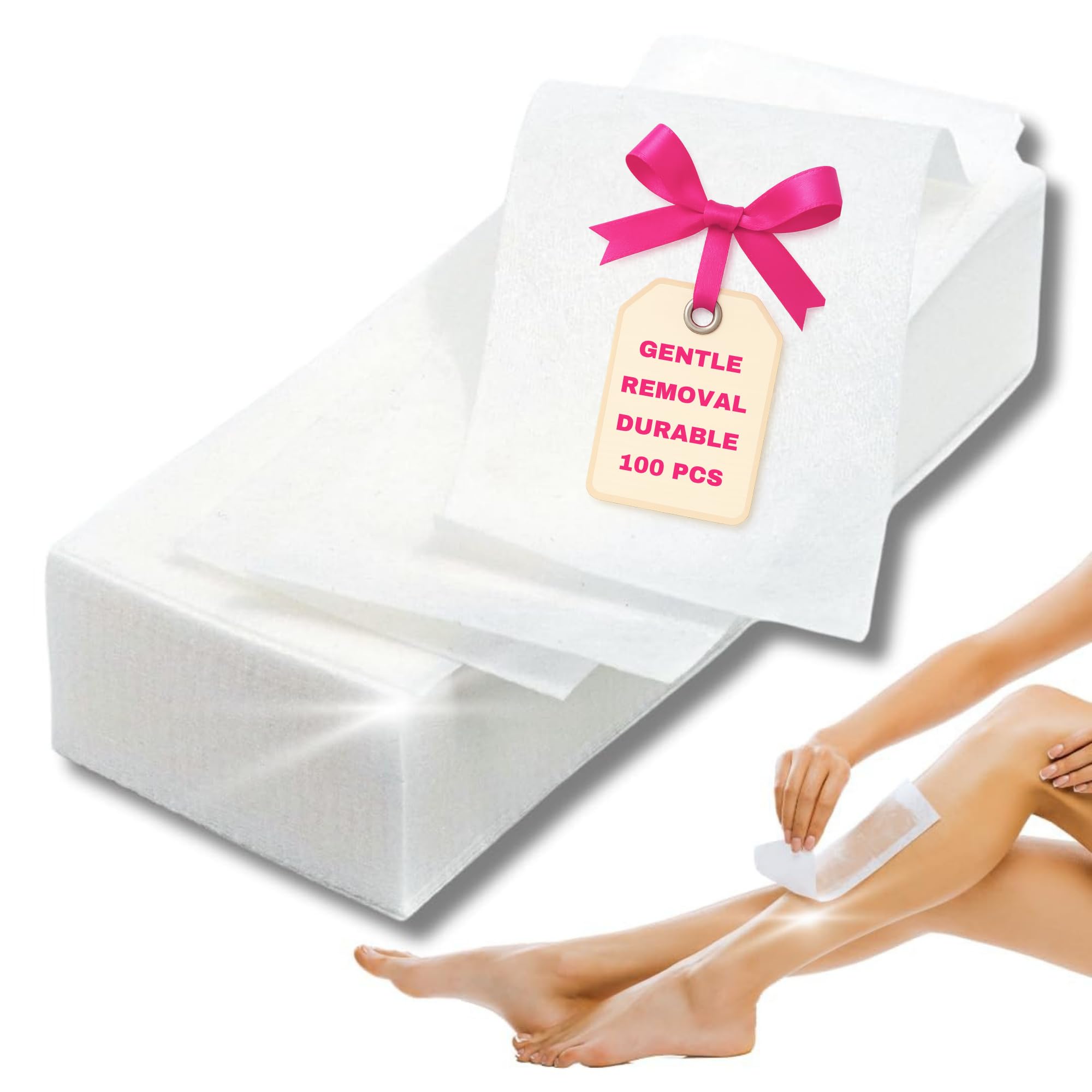 LALILL Tiras de Vellón 100 Unidades para Depilación - Cera Tibia y Pasta de Azúcar Cara - Depilación Corporal con Wax, blanco