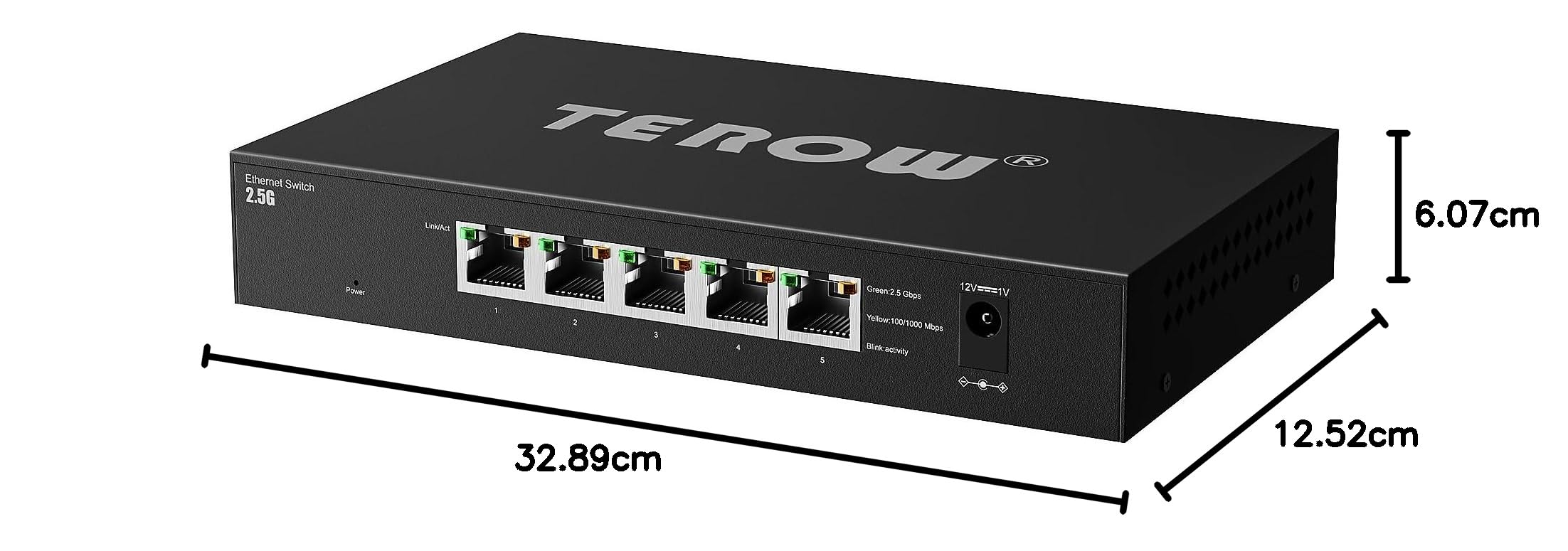 Switch Ethernet di rete, portatile Gigabit, plug & play, alloggiamento senza ventole, nero, per casa/ufficio, stabilità della porta 5* 2.5G