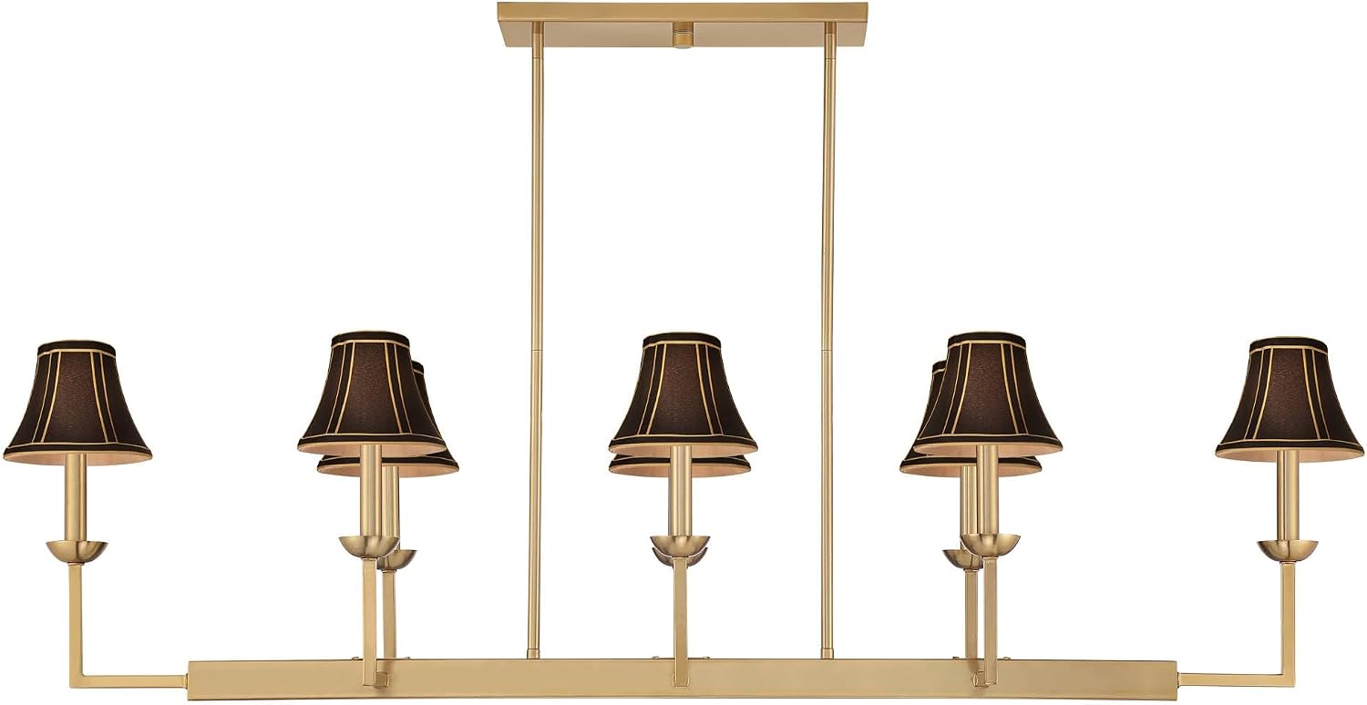 Possini Euro Design Possini Euro Kime 50" W Gold 8-Light Island Chandelier w/Black Shades