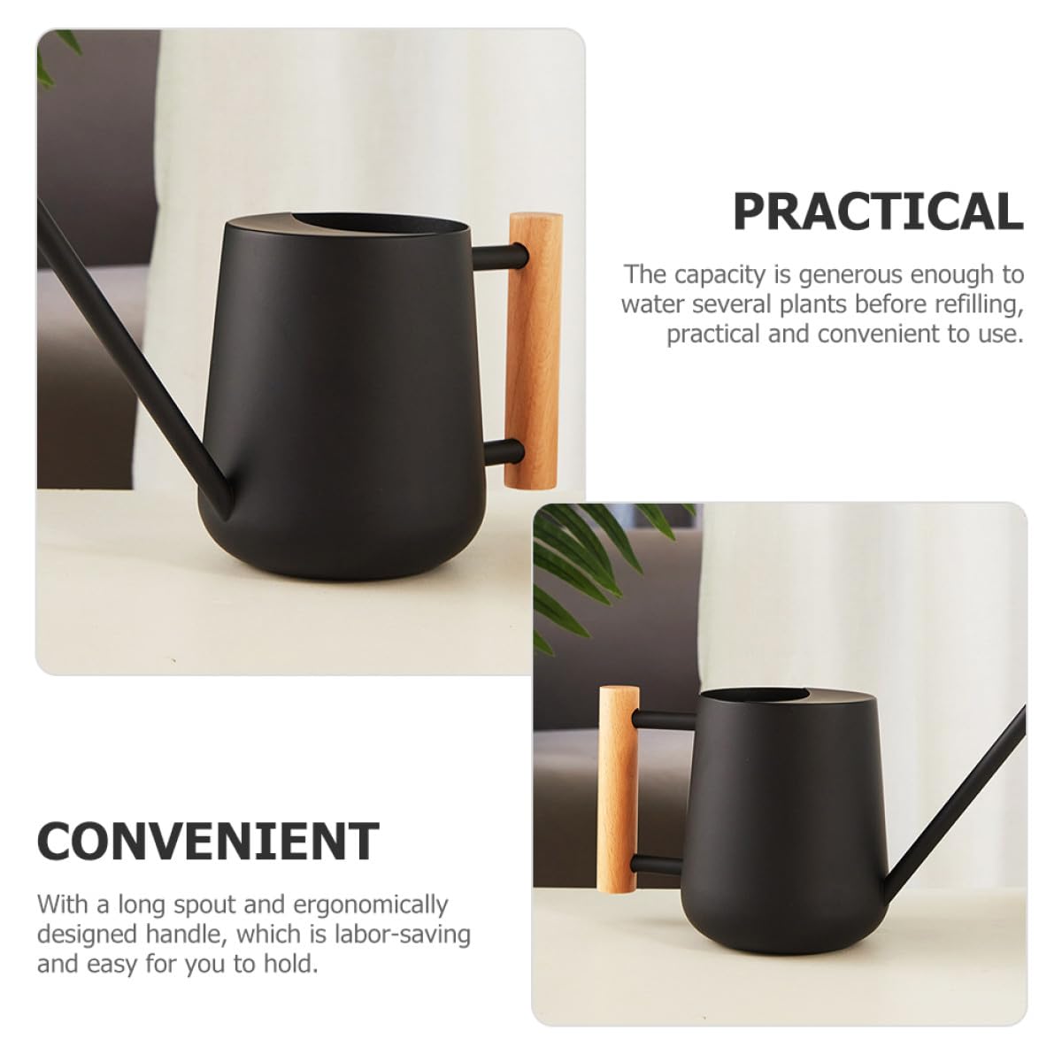 Tofficu Annaffiatoio per Fiori e Piante da Interno 900 Ml in Acciaio Inox Beccuccio per Irrigazione Mirata di Bonsai e Piante in Vaso, Accessorio per Giardinaggio Casa e Balcone,