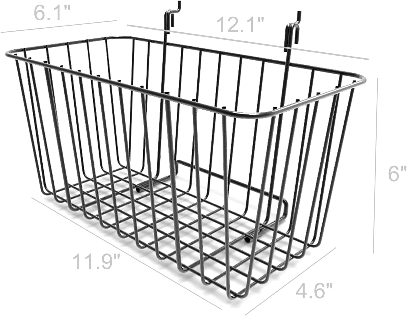 FixtureDisplays® Set of 2 Pcs 12 x 6 Wire Rectangular Basket for Gridwall or Slatwall - Black119076 119076
