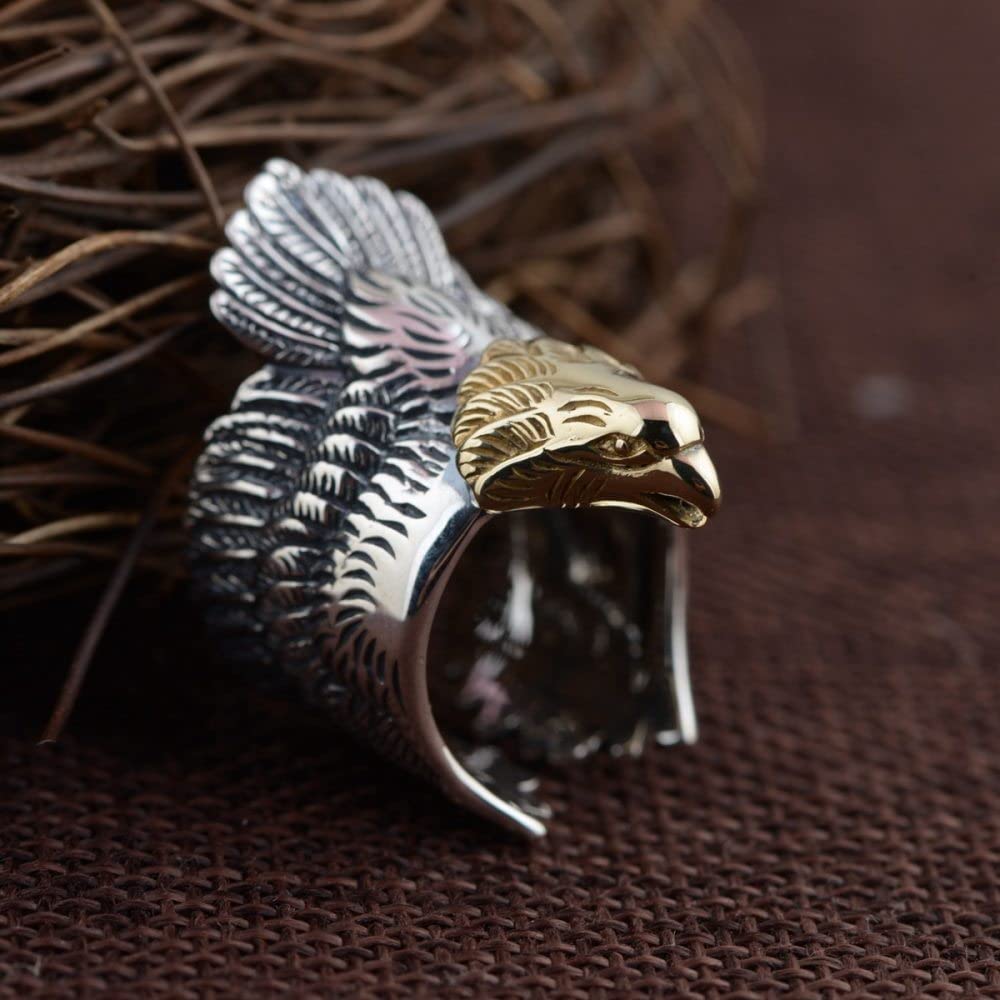 Anelli D'Argento,S925 Anello In Argento Sterling Con Piume D'Aquila Anelli Regolabili Anello Aperto Retrò In Argento Anello Per Il Pollice Anello Per L'Eternità Fascino Di Nozze Gioielli Regali Pe