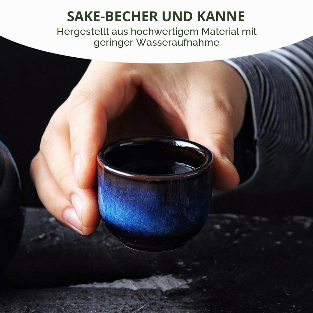 Lurrose Japanisches Keramik Sake Set Mit 1 Tokkuri Flasche Und 4 Ochoko Tassen Für Heißen Und Kalten Sake Traditionelles Retro Design Für Zuhause Und Restaurant