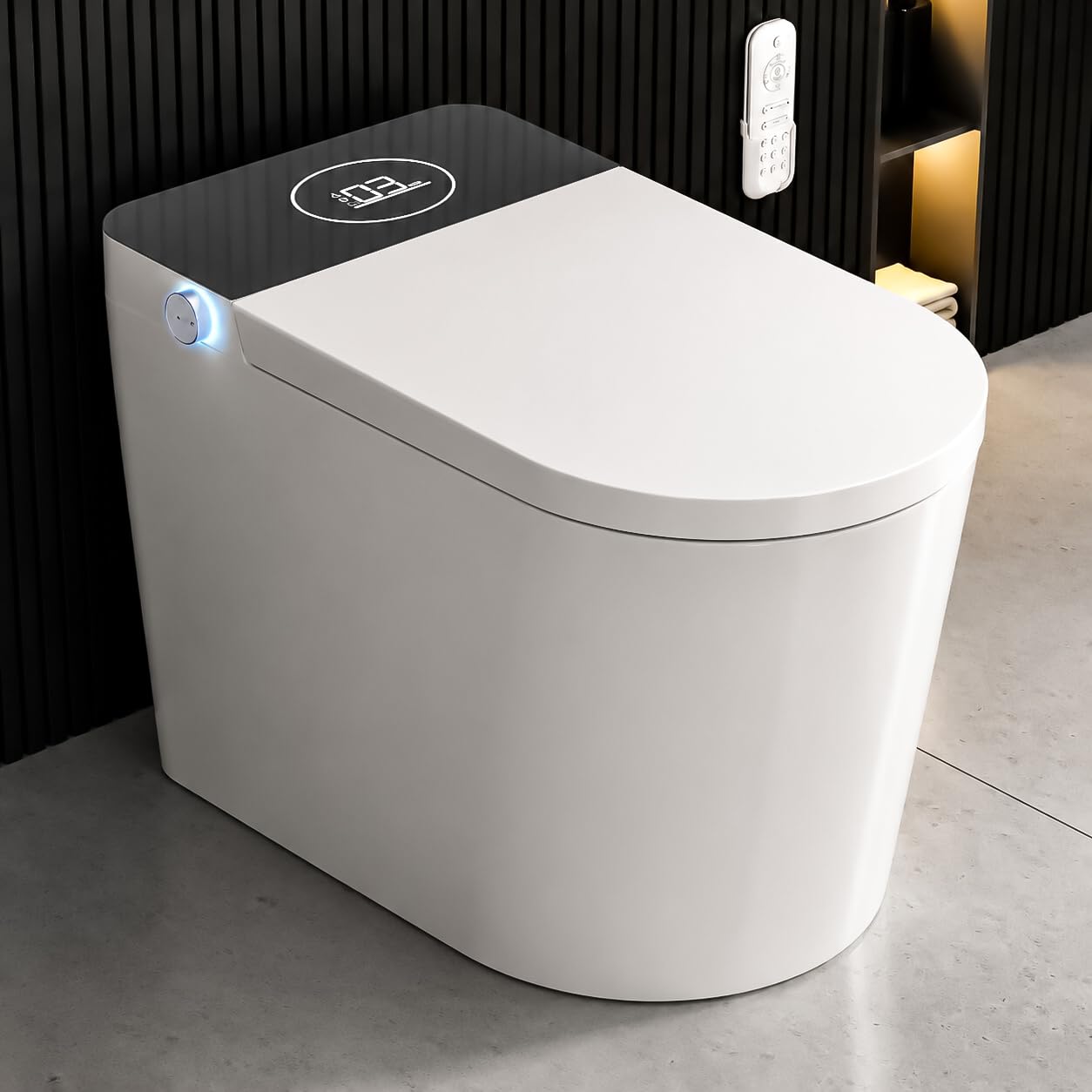 LOUPUSUO Luxury Smart Toilet with Bidet Built in,Instant Warm Water &amp; Dryer