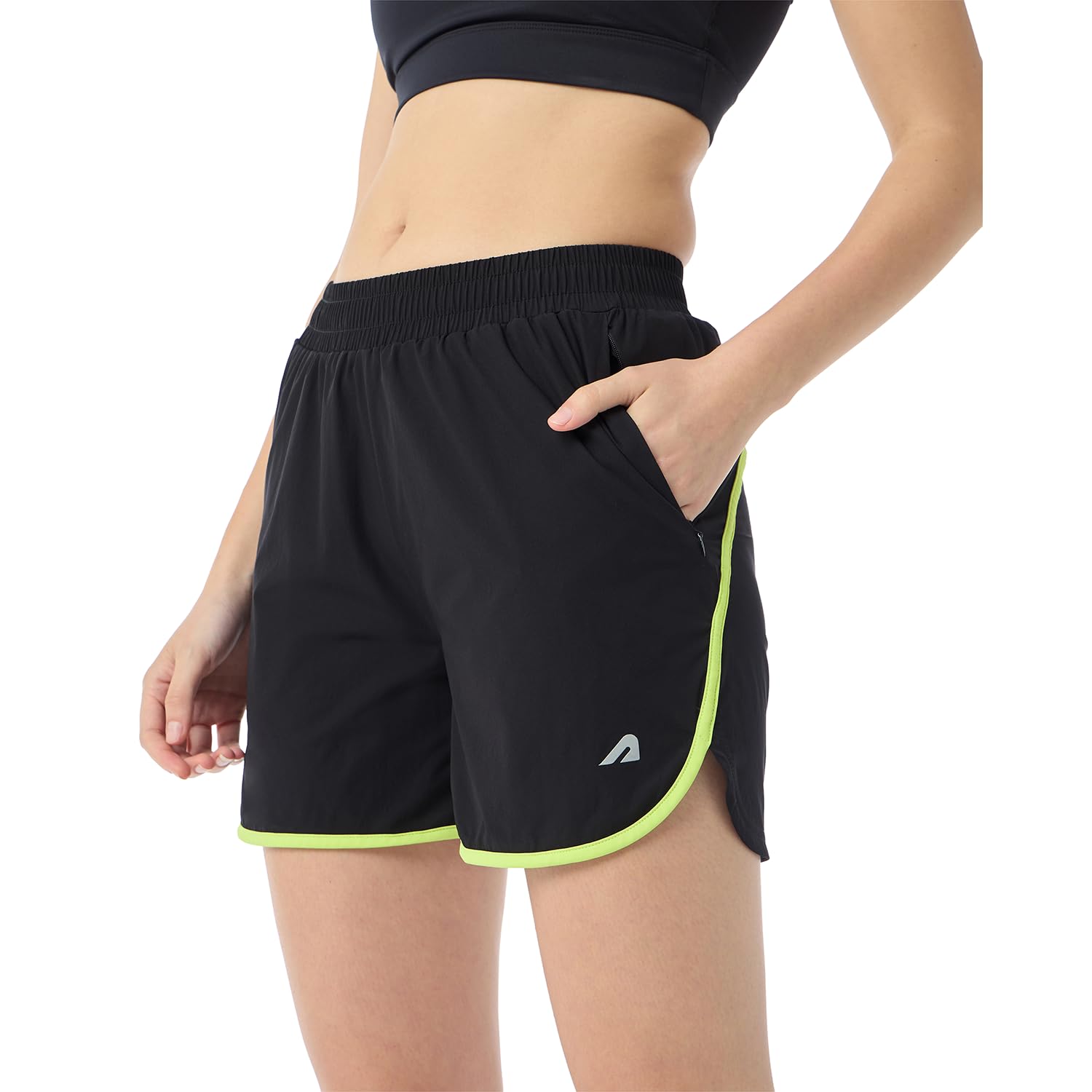 boldfit Premium Women Shorts with Adjustable Waistband,Side Slit & Curved Hem,Lightweight Breathable Nylon Lycra with Slant Zipped Pockets & Reflective Details for Gym, Yoga, Sports & Everyday Wear-picture-23