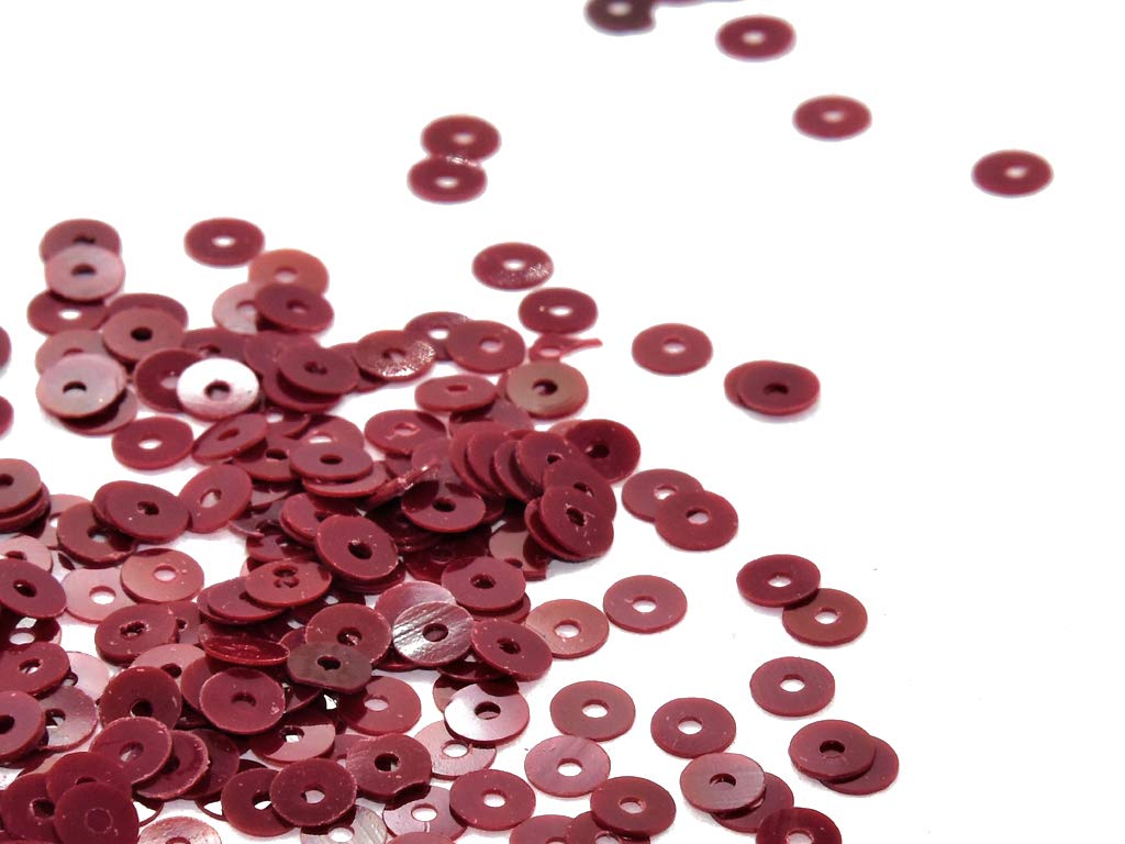 The Design Cart Deep Red Round Centre Hole Sequins (4 mm) (Pack of 250 Grams)- for Embroidery, Beading, Arts and Crafts