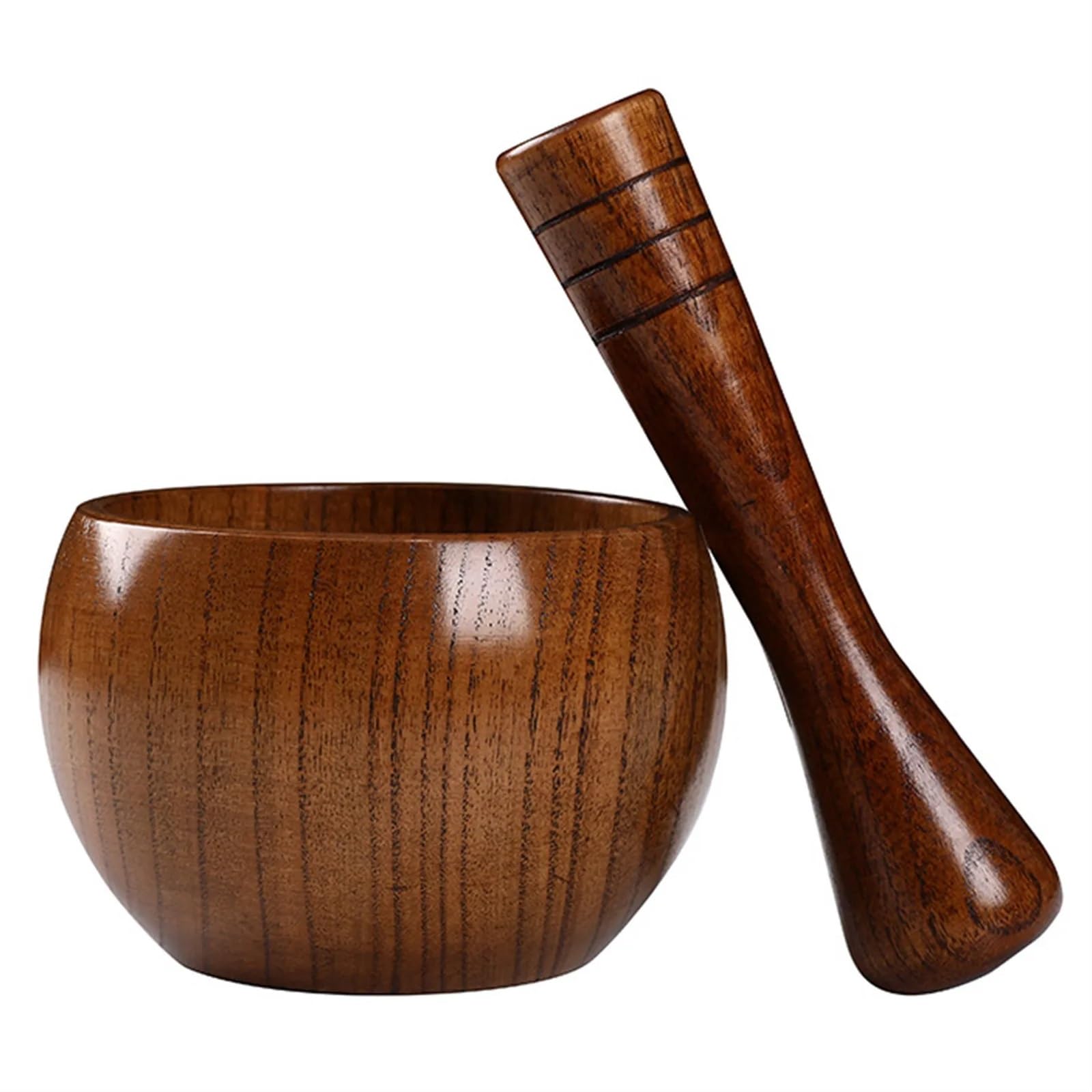 MKLHAVB Pestle And Mortar Pounded Garlic Jar Mortar Wooden Grinder Round Smooth Hand Polished Pestle Set For Grind Herbs Spices Grains Pepper Traditional Pestle And Mortar