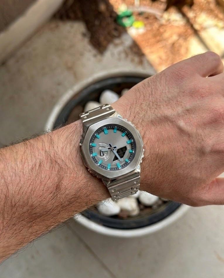 Image of Premium Stainless Steel Analog Digital Watch with Premium Gift Box - Waterproof Quartz Wrist Watch with Luminous Markers, Calendar Display, Durable Metal Strap, Luxury Sports Watch
