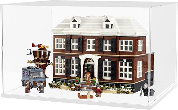 Large Acrylic Display Case for Lego Home Alone House 21330 21338 75574 for Models Figures - Assemble Dustproof Thickened Clear Display Box Cabinet White, 50x40x30 cm