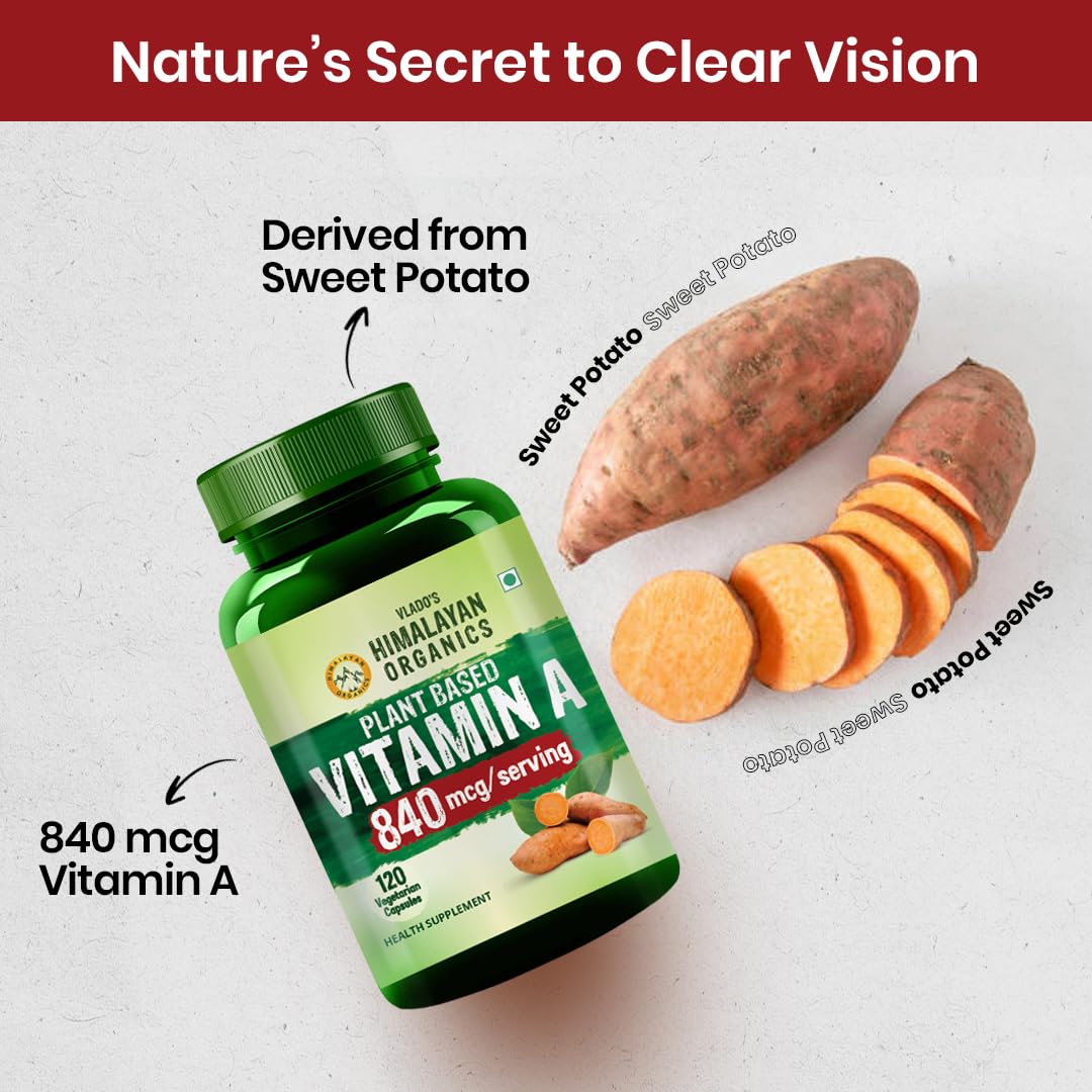 Vlado’s Himalayan Organics Plant-Based Vitamin A 840Mg Supplement | 120 Veg Capsule For Men And Women | NAtural Anti-Oxidant | Supports Healthy Eyesight, Night Vision And Eye Protection | Fights Age-Related Eye Decline — Amazon image 6
